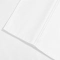 White 800 Thread Count Cotton Blend Bed Sheet Set embroidered hemline stitch detail.
