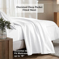 White deep pocket fitted sheet showing an 18-inch mattress fit feature