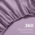 Wisteria Egyptian Cotton fitted sheet showing 360-degree all-around elastic feature