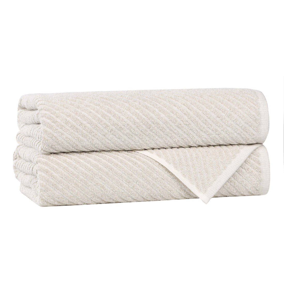 Cotton Blend Diagonal Rib Bath Towel Set of 2