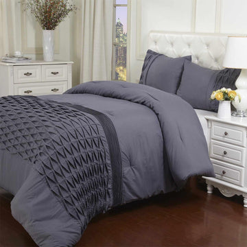 Arabella Pintuck Diamond Solid Comforter Bedding Set
