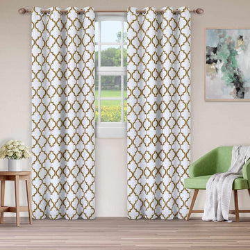 Bohemian Trellis Printed Eclectic Blackout Grommet Curtain Panel Set