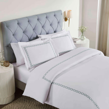100% Cotton Chain Links Embroidered Duvet Cover Set