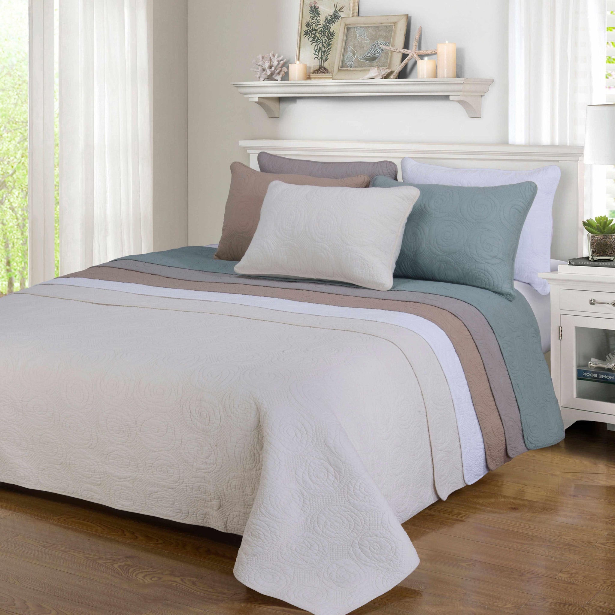 Channing Fine Stitched Floral Cotton Quilt Set