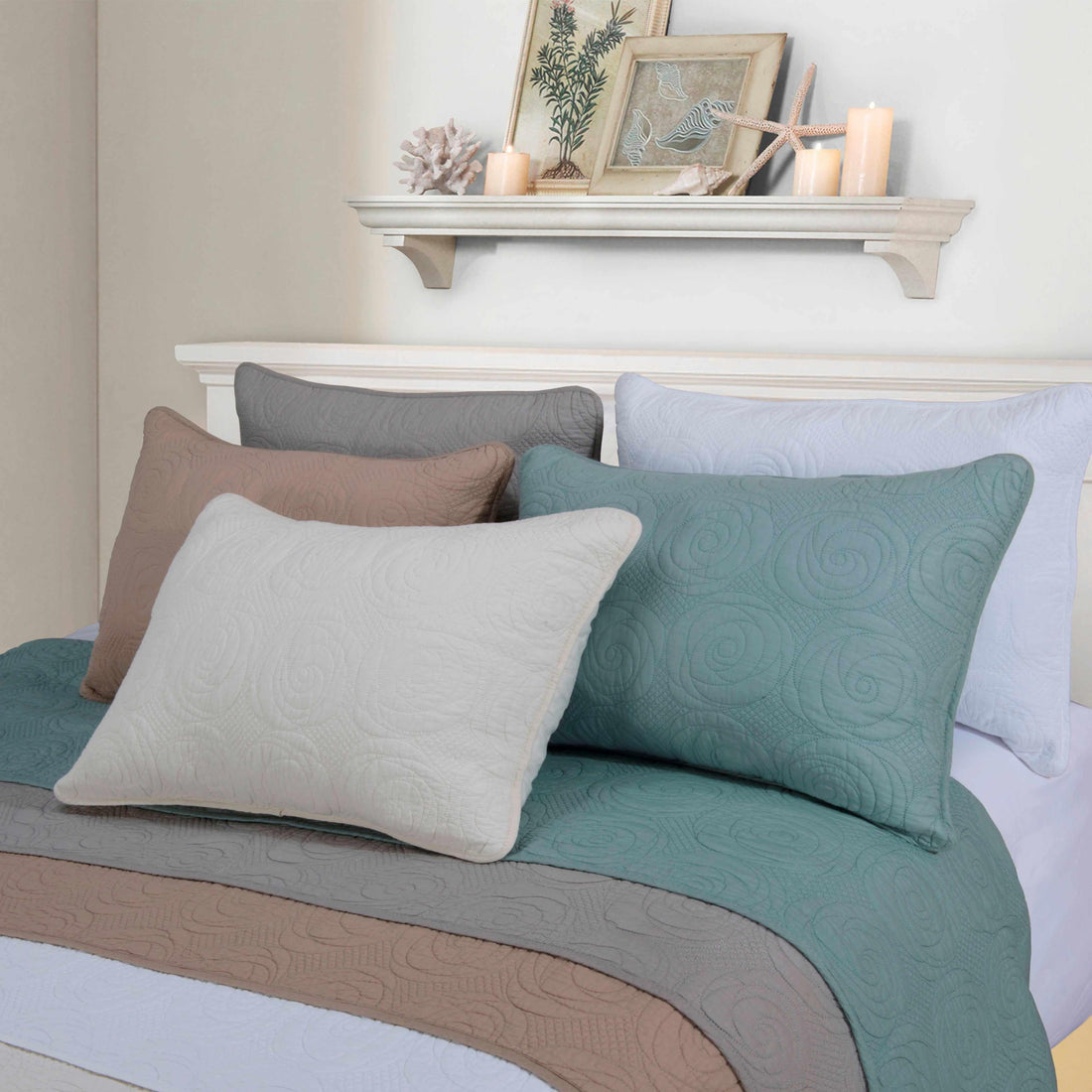 Channing Fine Stitched Floral Cotton Quilt Set