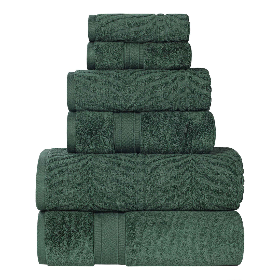 Chevron Zero-Twist Cotton Jacquard and Solid Towel Set 6 Piece
