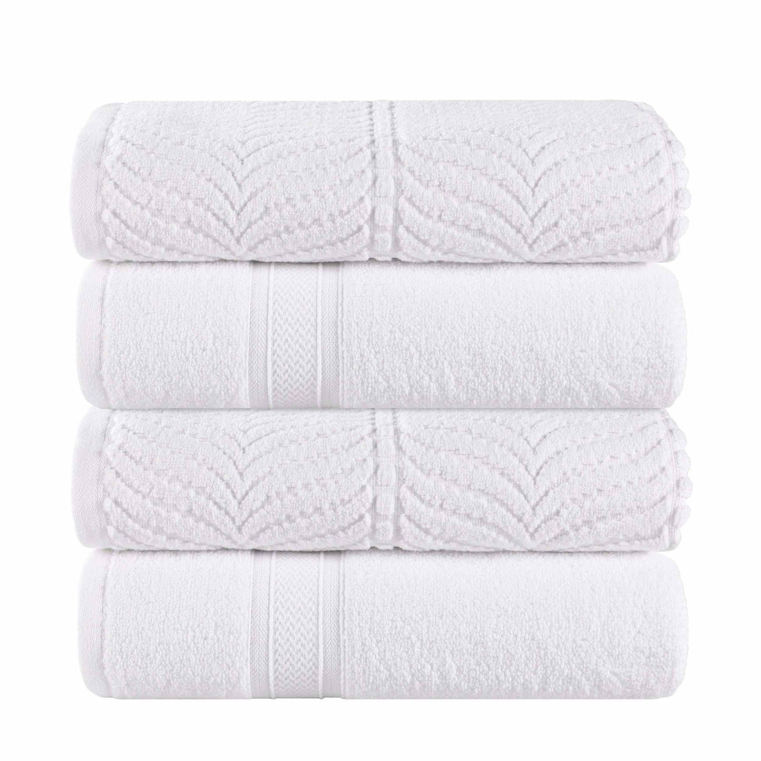 Zero Twist Cotton Solid and Jacquard Bath Towel Set of 4