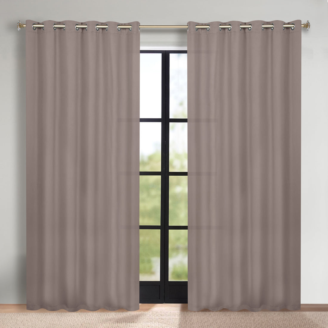 Classic Modern Solid Room Darkening Blackout Curtain Panels, Set of 2