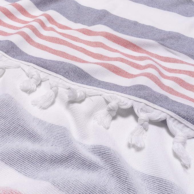 Coastal Resort Stripe Fouta Cotton Beach Towel Set of 2 Piece