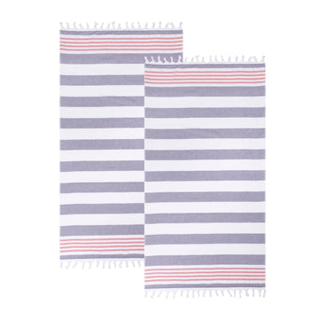 Coastal Resort Stripe Fouta Cotton Beach Towel Set of 2 Piece