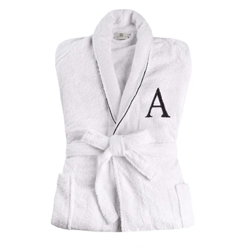 Cotton Embroidered Bathrobe Adults Unisex Bath Robe for Men and Women