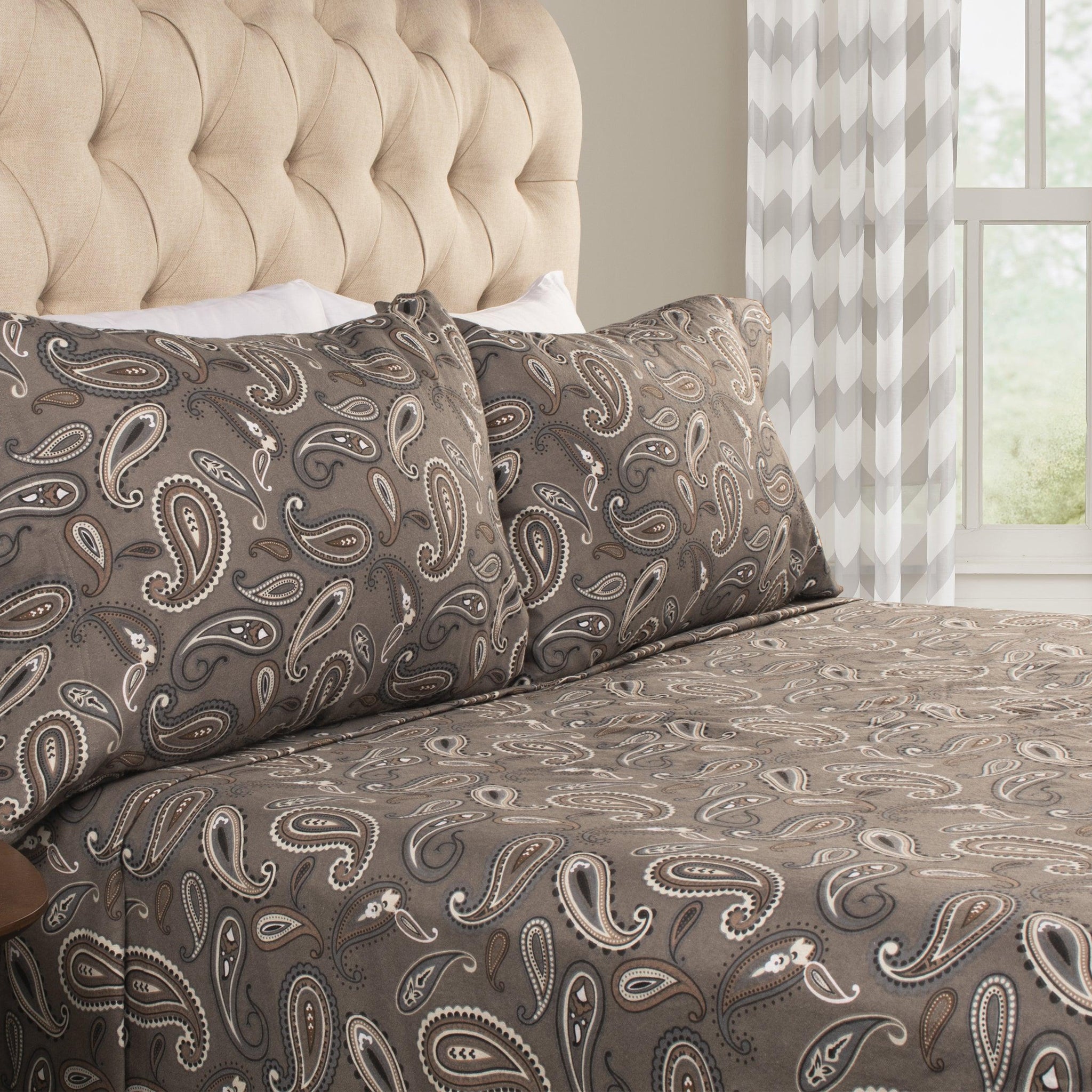 100% Cotton Flannel Bed Sheet Set Floral Paisley Deep Pocket