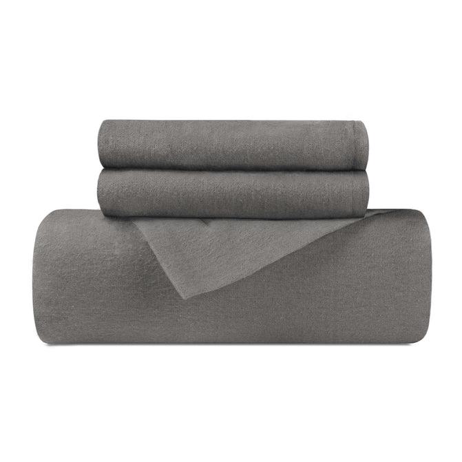 Cotton Flannel Solid Duvet Cover Set with Button Closure