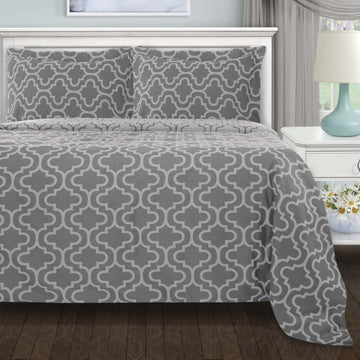 100% Cotton Flannel Trellis Pattern Duvet Cover Set