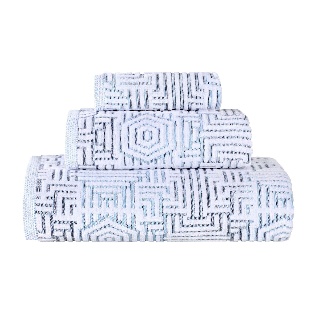 Cotton Modern Geometric Jacquard Plush Absorbent 3-Piece Towel Set