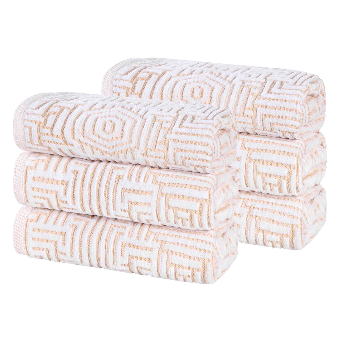 Cotton Plush Hand Towels 6-Piece Jasper Geometric Jacquard