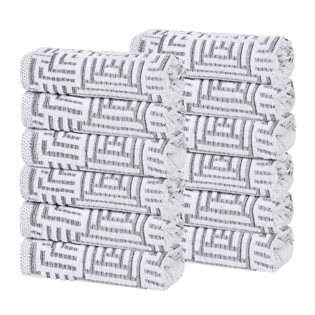Cotton Geometric Jacquard Face Towel Set 12-Piece - Jasper
