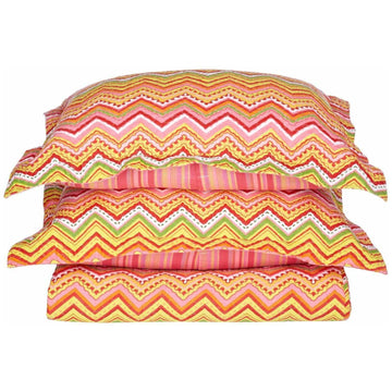 Cotton Modern Geometric Zig Zag Reversible Quilt and Sham Set for USA homes