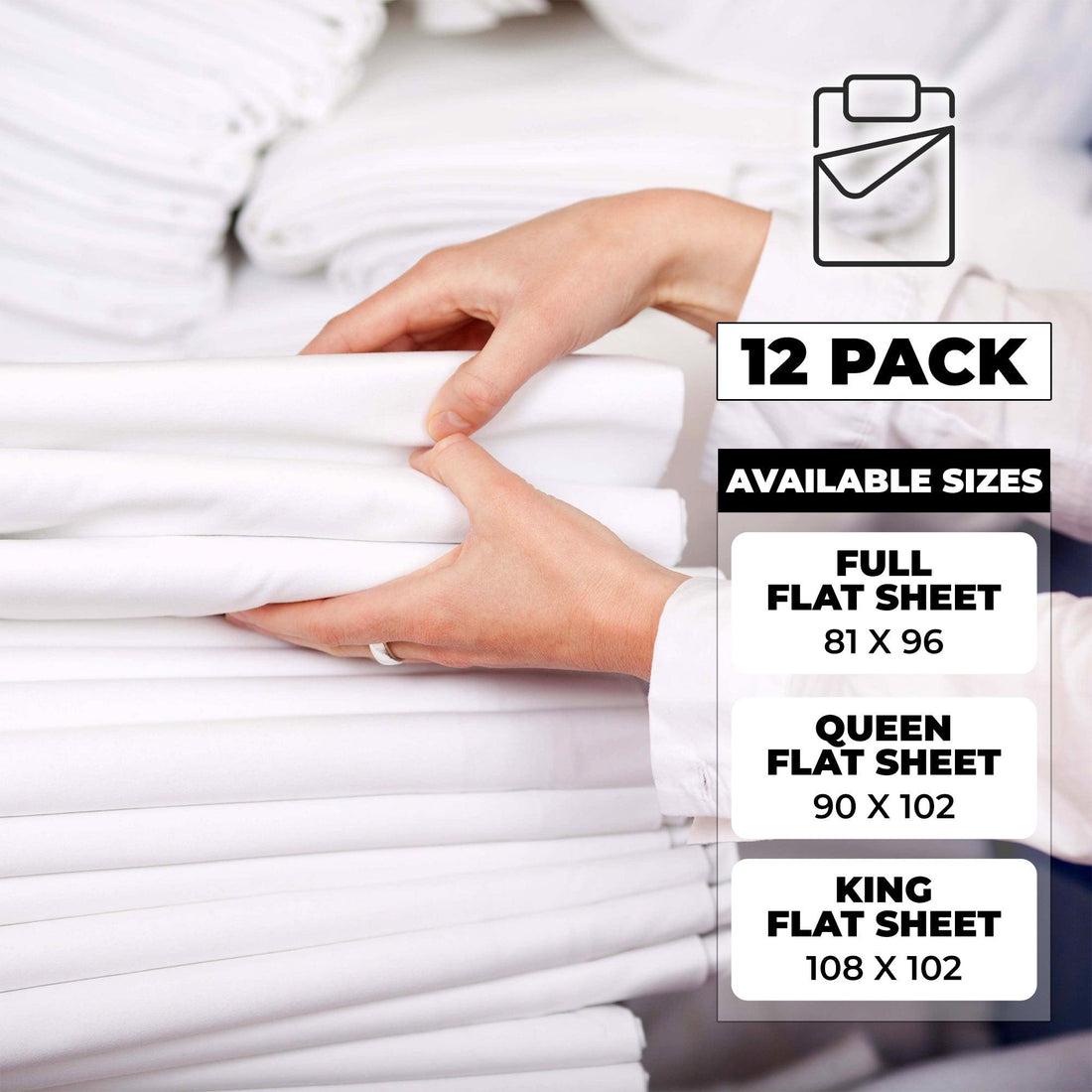 Cotton Blend Percale Hotel Quality Flat Bed Sheets Set Of 3, 6, 12