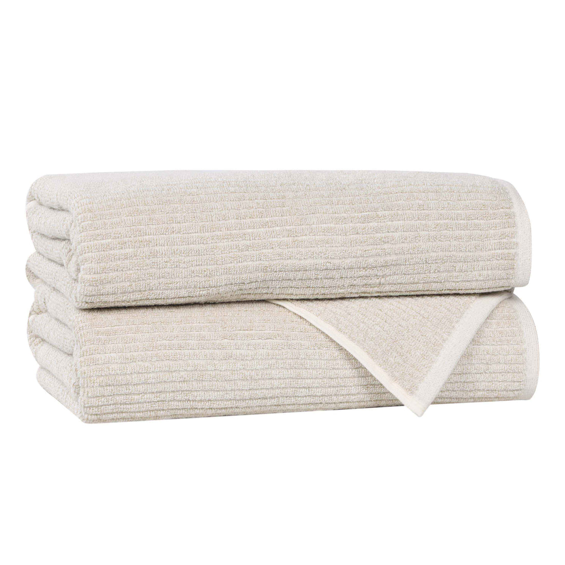 Cotton Blend Medium Weight Ribbed Bath Towel Set of 2
