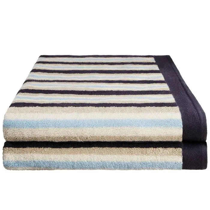 Cotton Striped Medium Weight 2 Piece Bath Towel Set