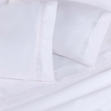 100% Egyptian Cotton 1000 Thread Count Embroidered Pillowcase Set