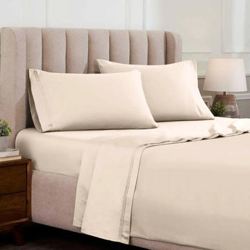 Egyptian Cotton Sateen Sheet Set 1500 Thread Count Ivory