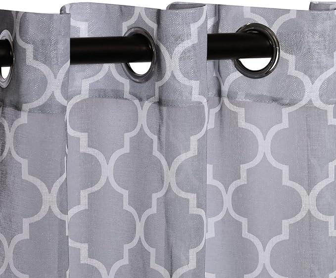 Geometric Trellis Lattice Sheer Grommet Curtain Panel Set