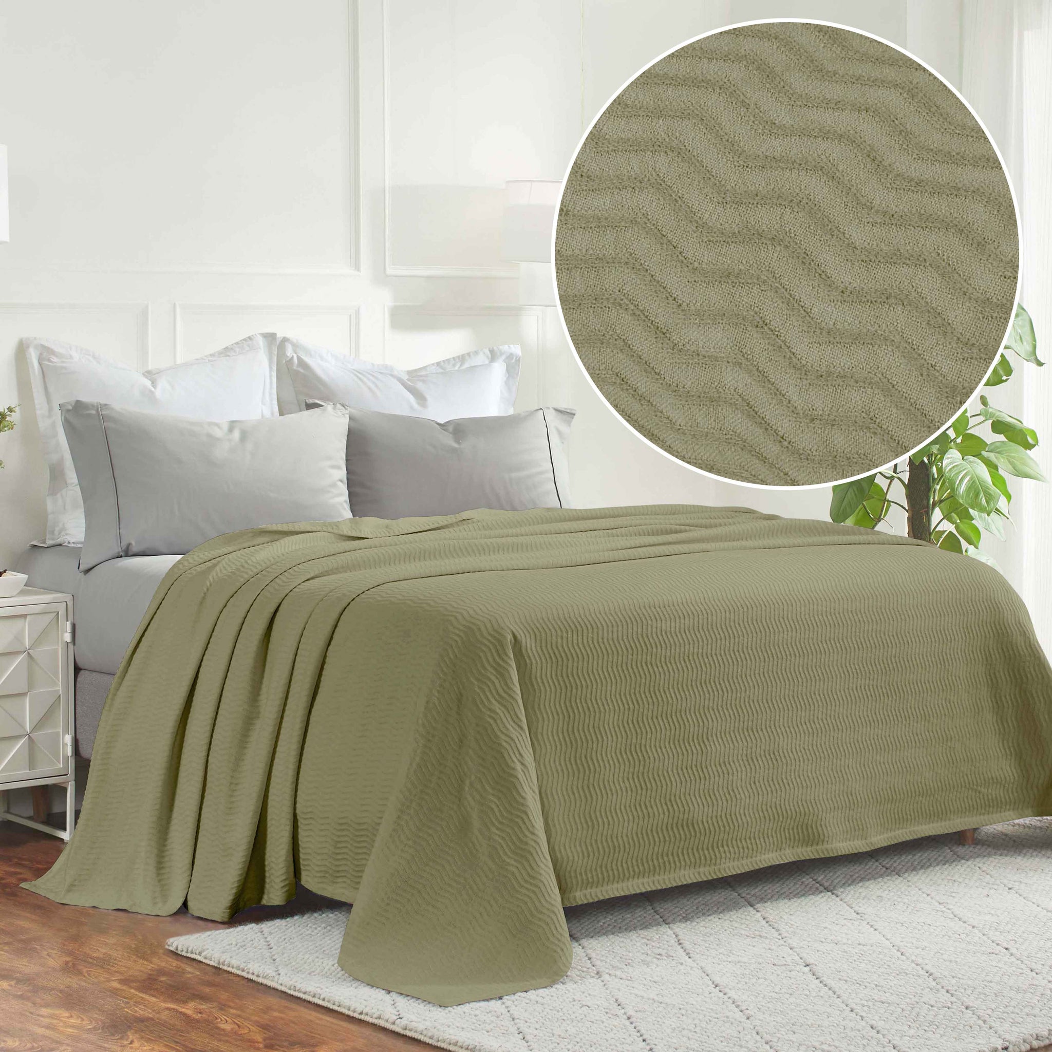 Jena Cotton Textured Chevron Lightweight Woven Blanket