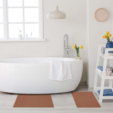Eco-Friendly Cotton Textured Stripes Bath Mat Set of 2