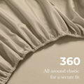 linen Egyptian Cotton fitted sheet showing 360-degree all-around elastic feature