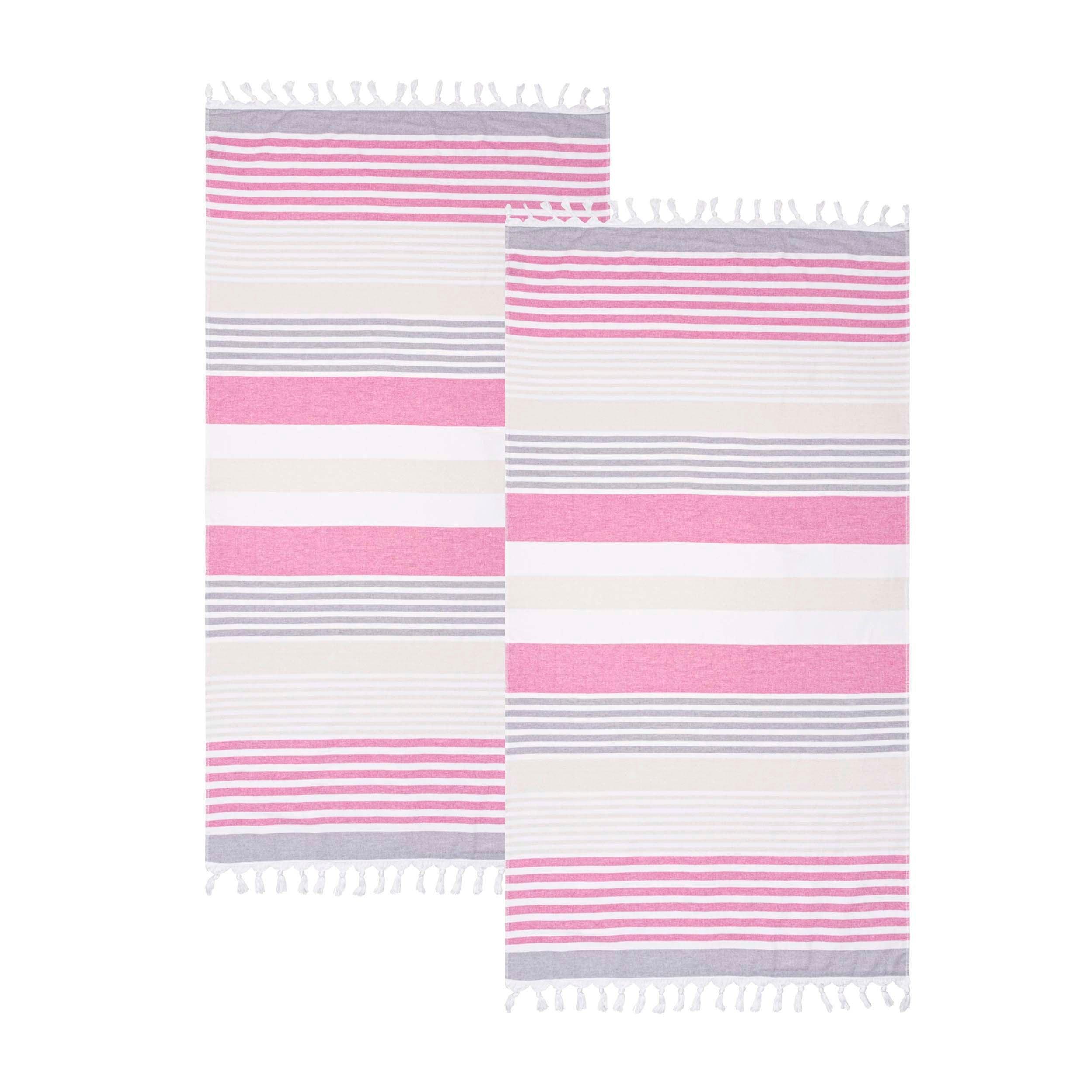 Meera Stripe Fouta Cotton Beach Towel Set - Thumbnail 3