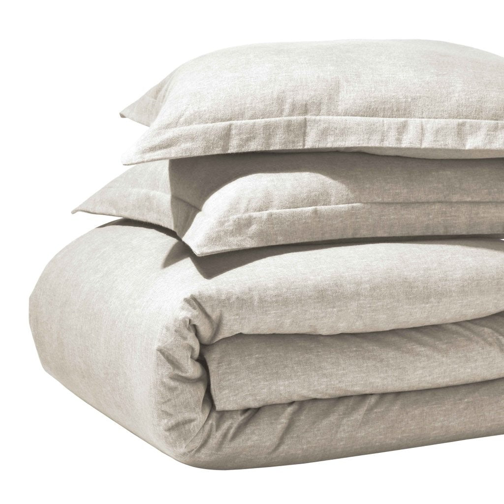 100% Cotton Flannel Melange Two-Toned Duvet Cover Set