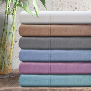 Microfiber Embossed Basketweave Deep Pocket Bed Sheet Set