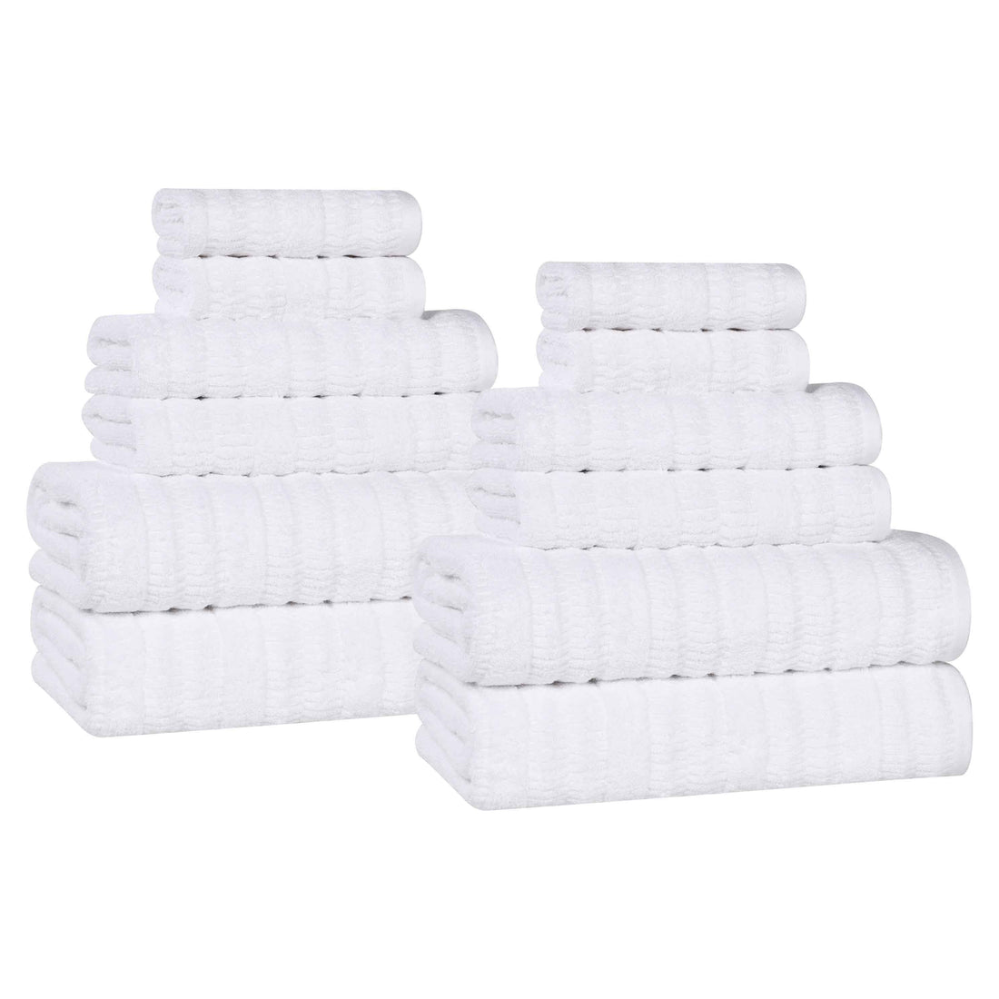 Mika Smart Twist Viscose Cotton Blend Solid Ribbed 12 Piece Towel Set