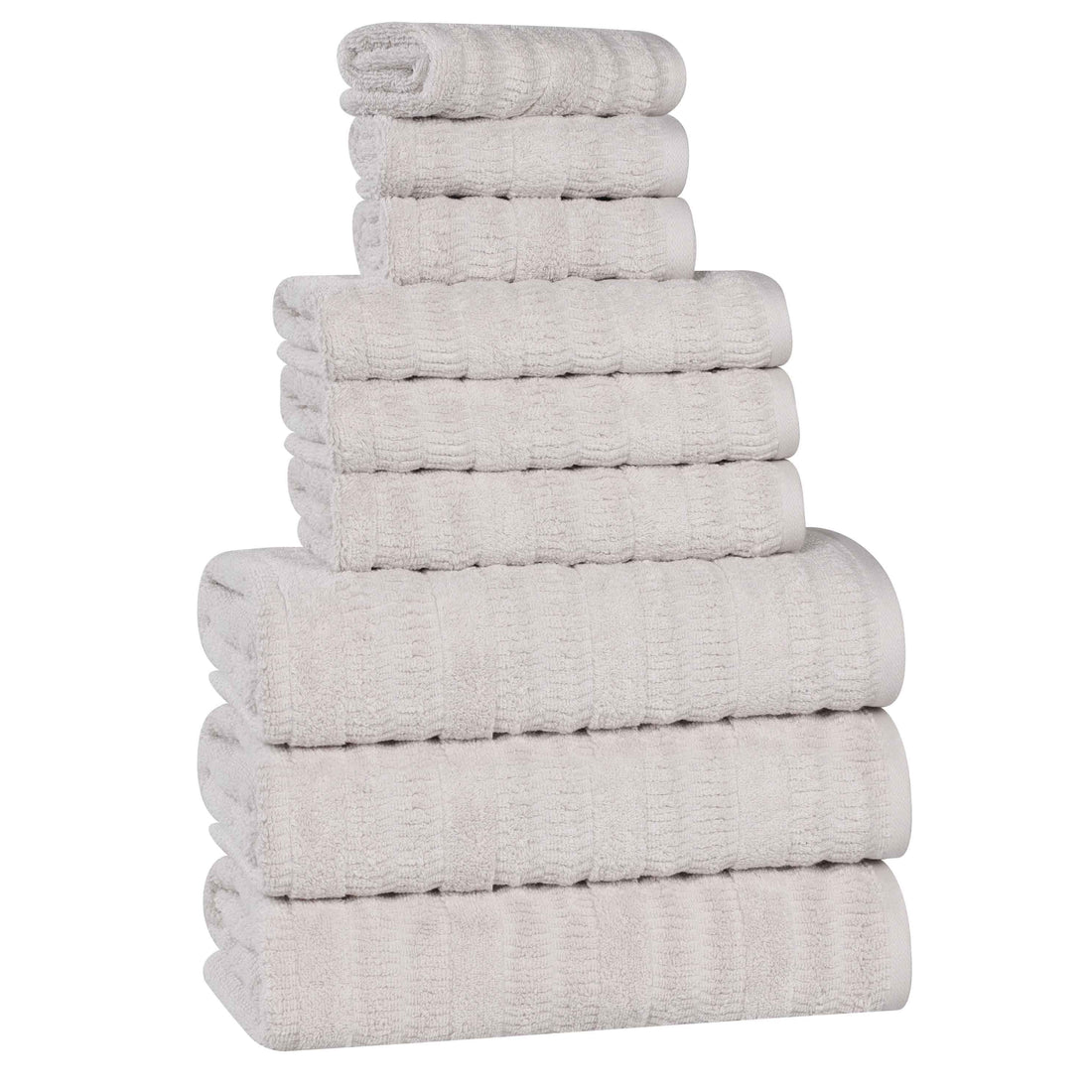Mika Smart Twist Viscose Cotton Blend Solid Ribbed 9 Piece Towel Set