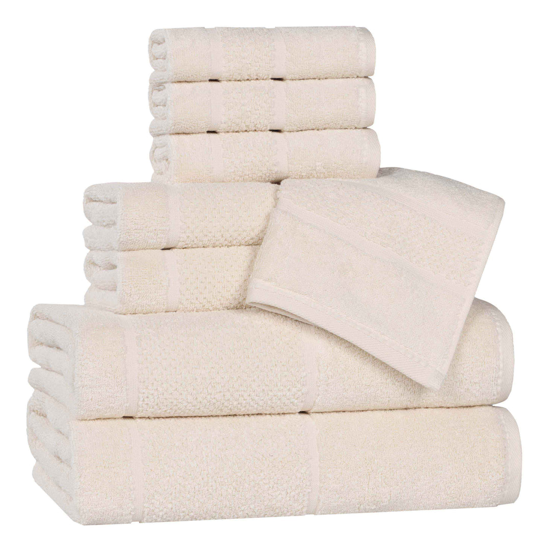 Mile Smart Twist Viscose Cotton Blend Solid 8 Piece Towel Set