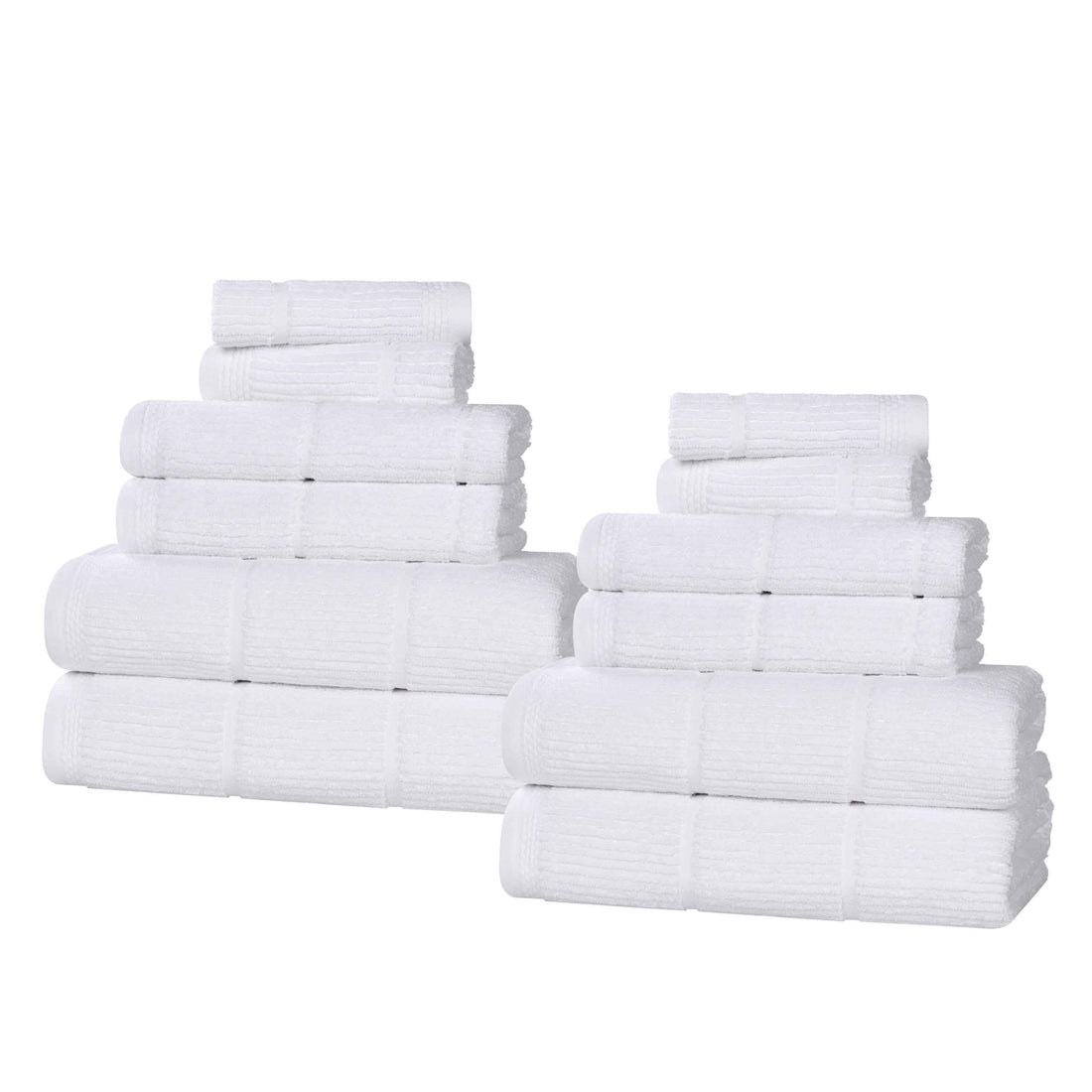 Milo Smart Twist Viscose Cotton Blend Solid Ribbed 12 Piece Towel Set