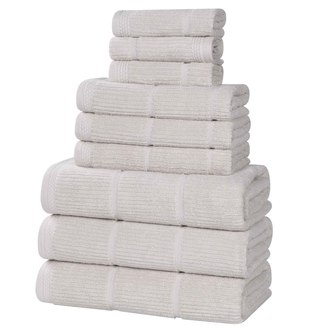 Milo Smart Twist Viscose Cotton Blend Solid Ribbed 9 Piece Towel Set