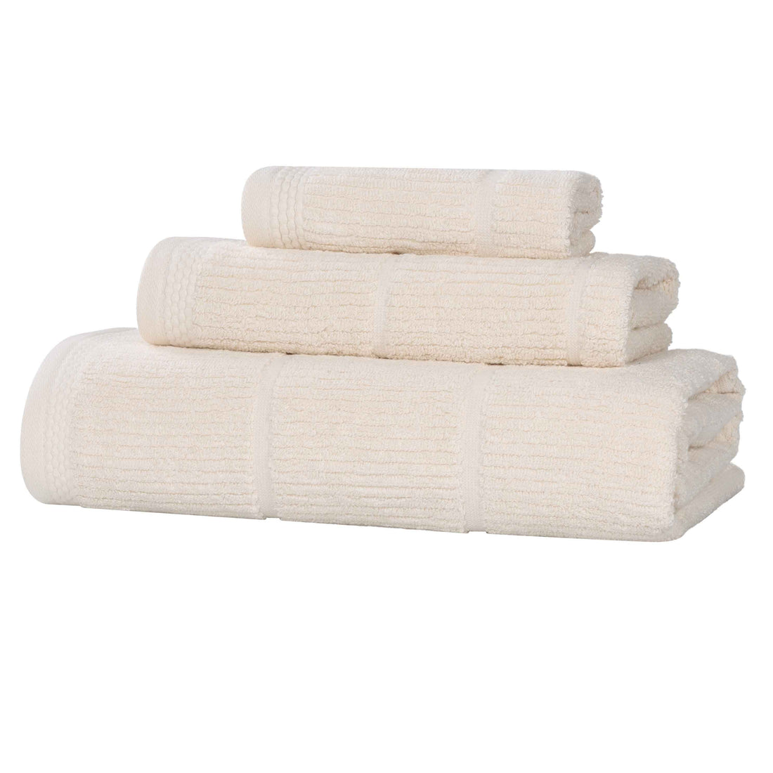 Milo Smart Twist Viscose Cotton Blend Solid Ribbed 3 Piece Towel Set