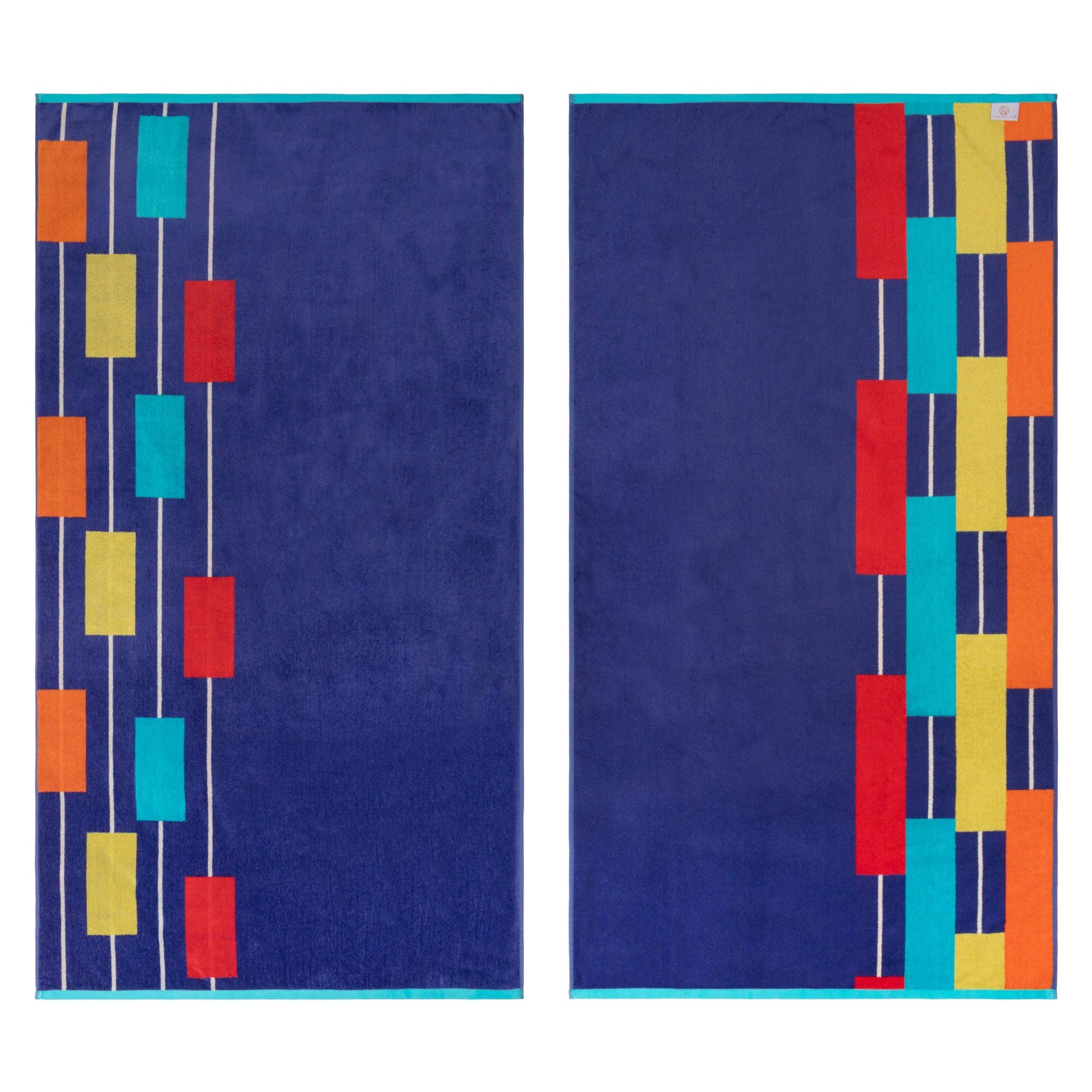 Neon Tiles Oversized Cotton Beach Towel Set of 2 Piece