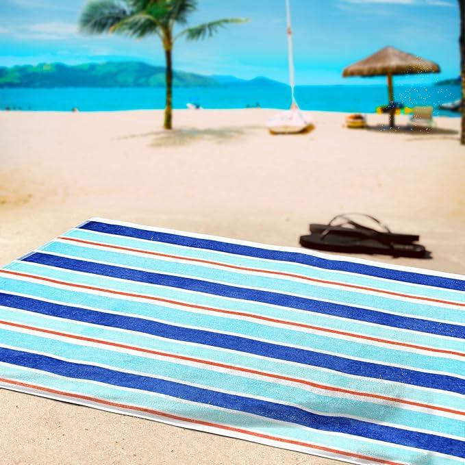 Ocean Stripe Oversized Cotton Beach Towel Set of 2 Piece