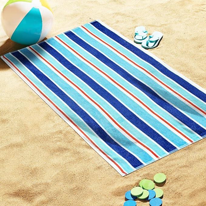 Ocean Stripe Oversized Cotton Beach Towel Set of 2 Piece