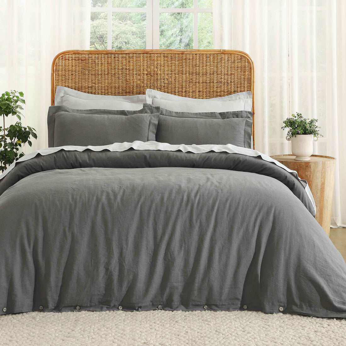 Cotton Linen Lightweight Breathable Duvet Cover Set