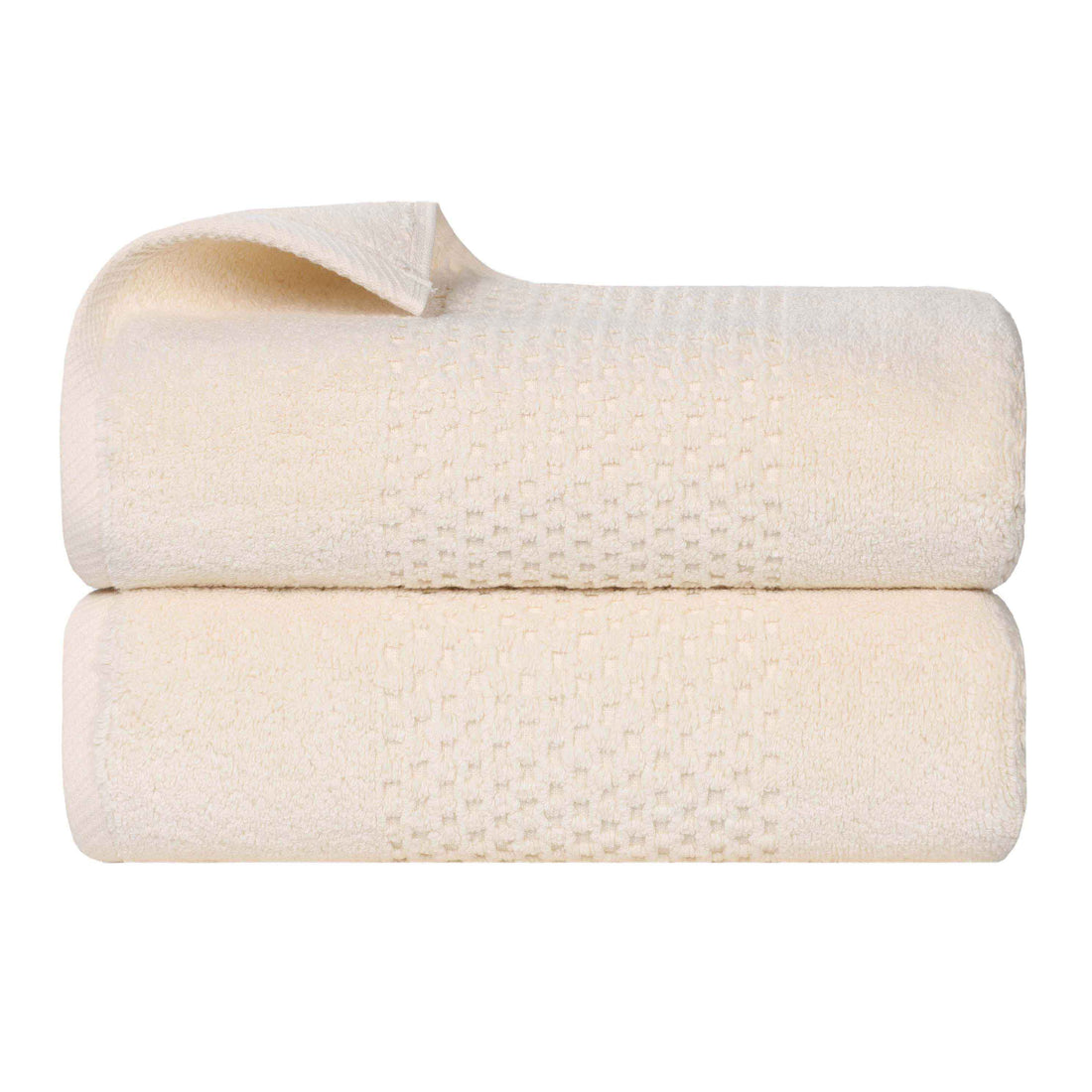 Zero Twist Cotton Solid Waffle Textured Bath Towel Set of 2