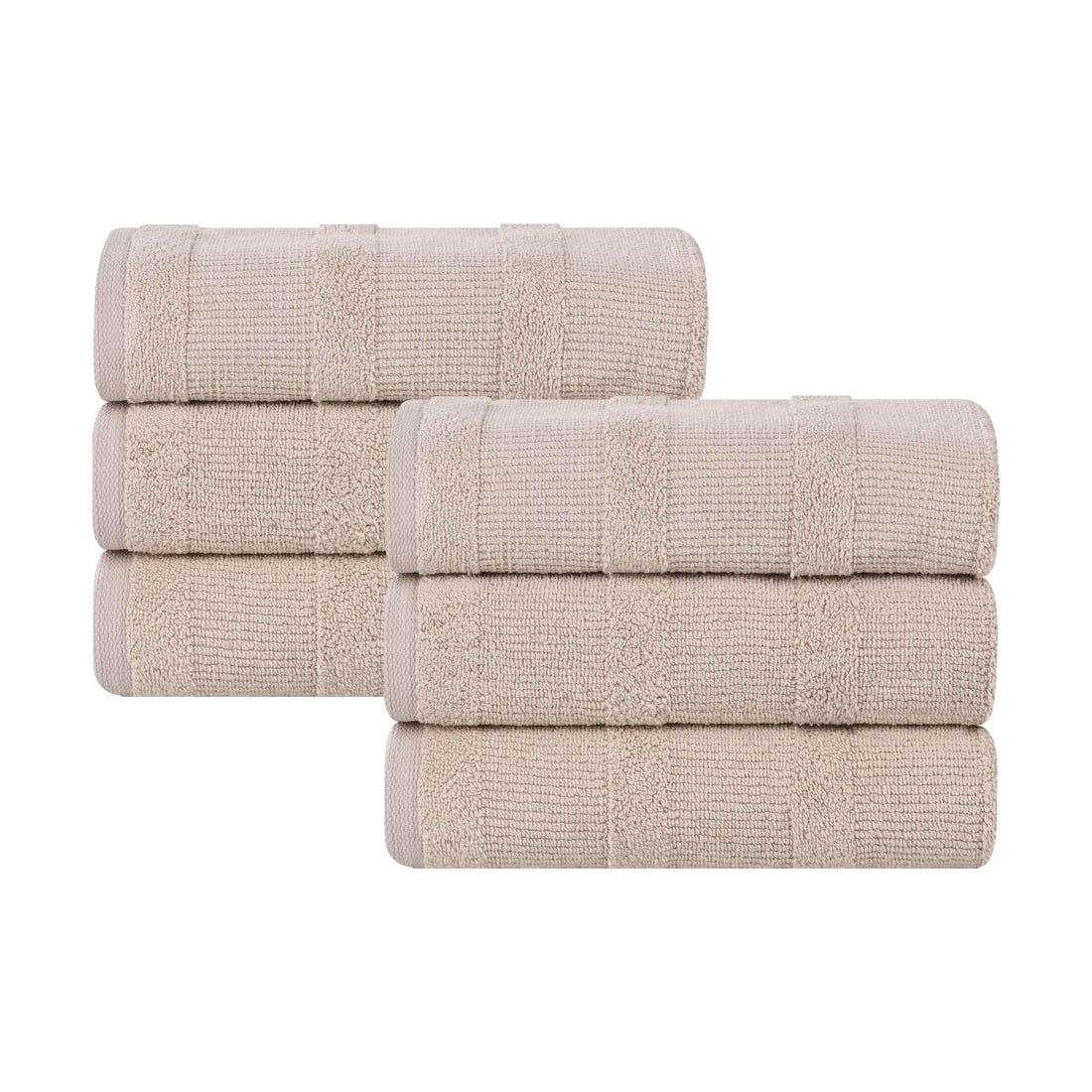 Roma Cotton Ribbed Textured Soft Highly Absorbent Hand Towel Set of 6