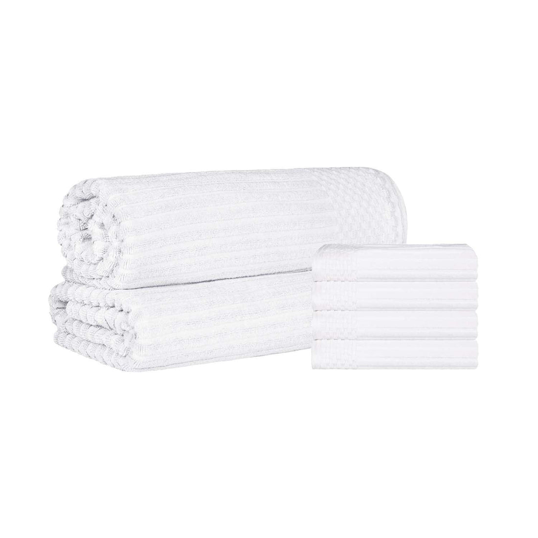 Soho Cotton Ribbed Textured Absorbent Hand Towel and Bath Sheet Set