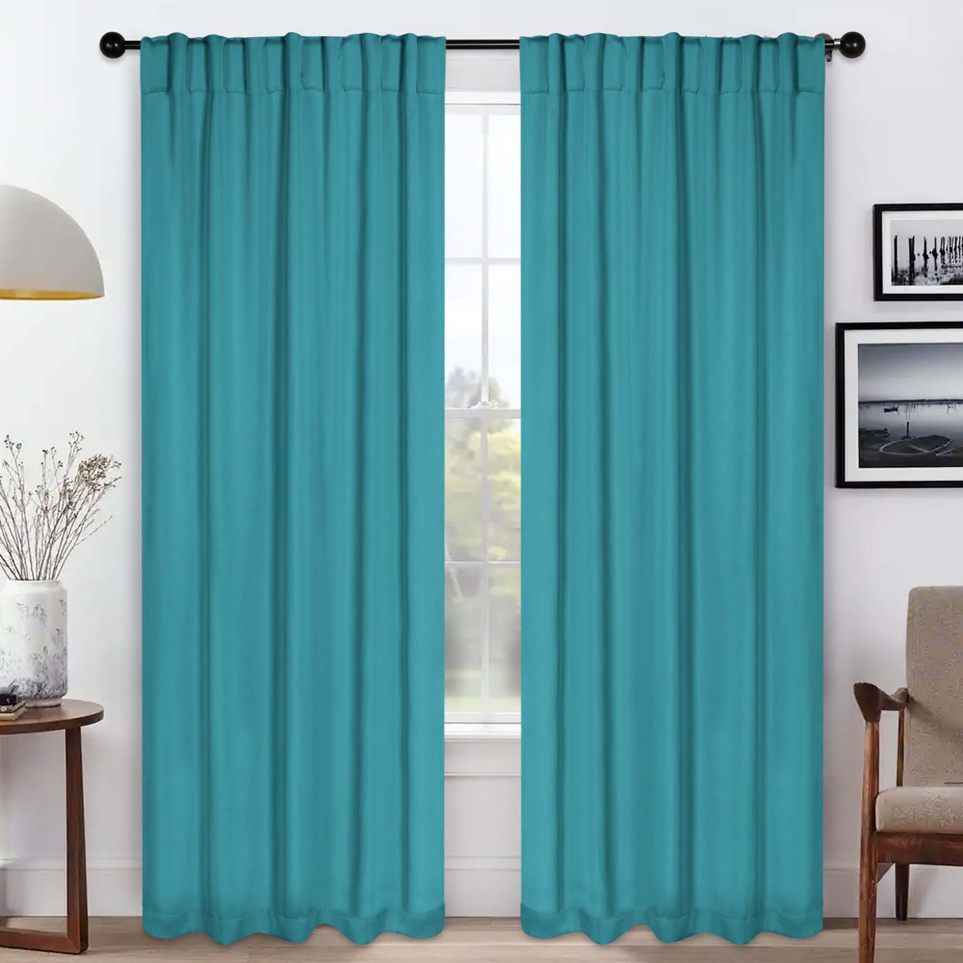 Blackout Window Curtains Solid Room Darkening Back Tab Set of 2 for USA homes