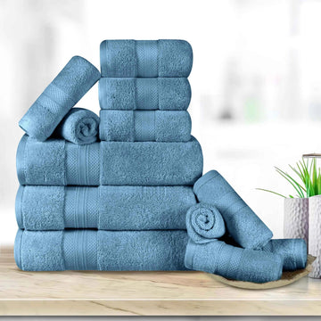 12 Piece Bath Towel Set Turkish Cotton Plush - Aria