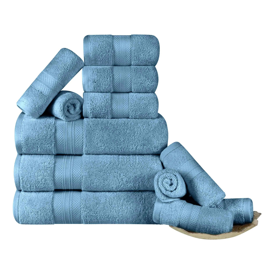 12 Piece Bath Towel Set Turkish Cotton Plush - Aria